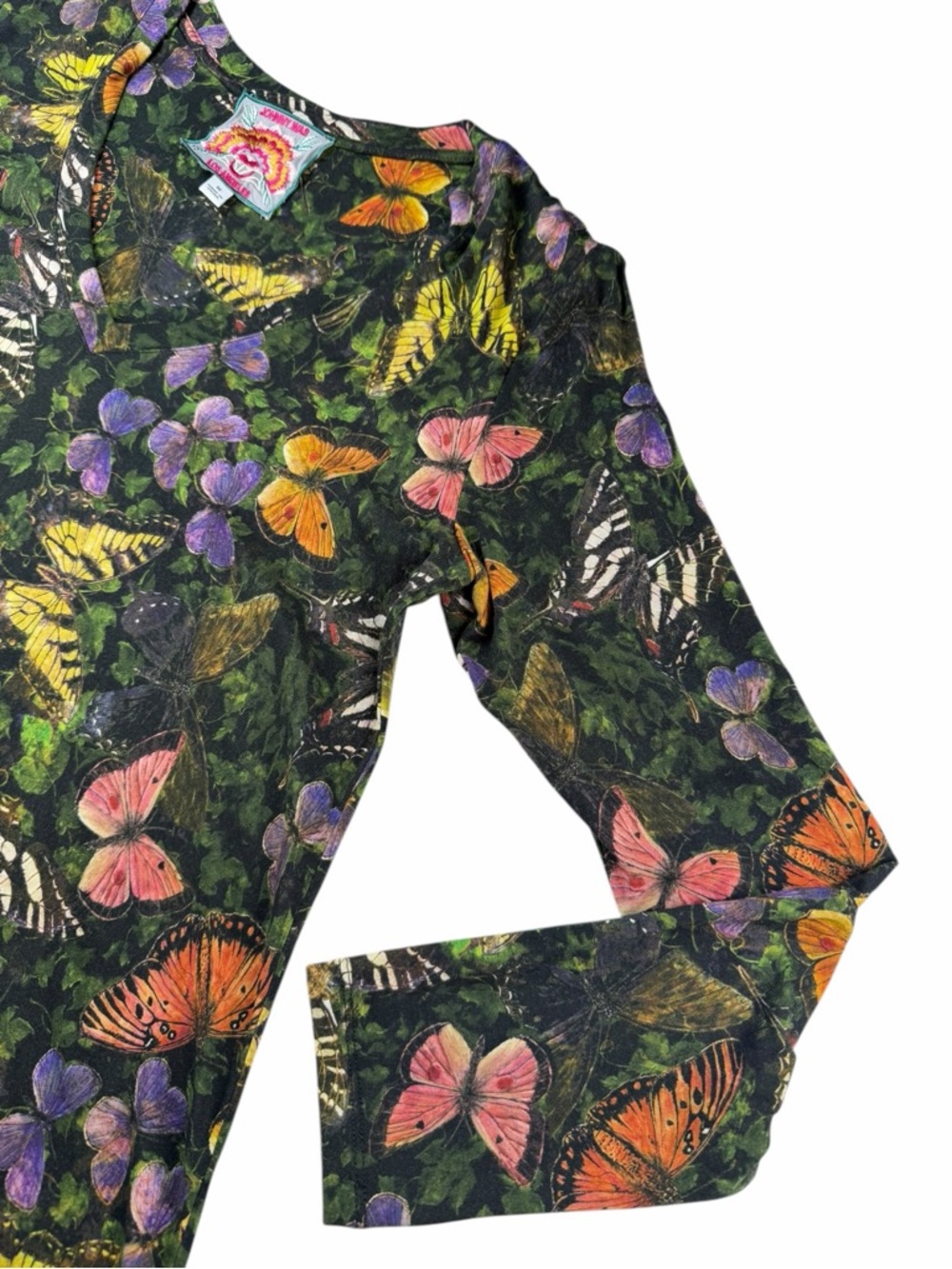 Johnny Was Women’s Janie Long Sleeve V-Neck Swing Tee Butterfly Print Size M - Picture 5 of 7
